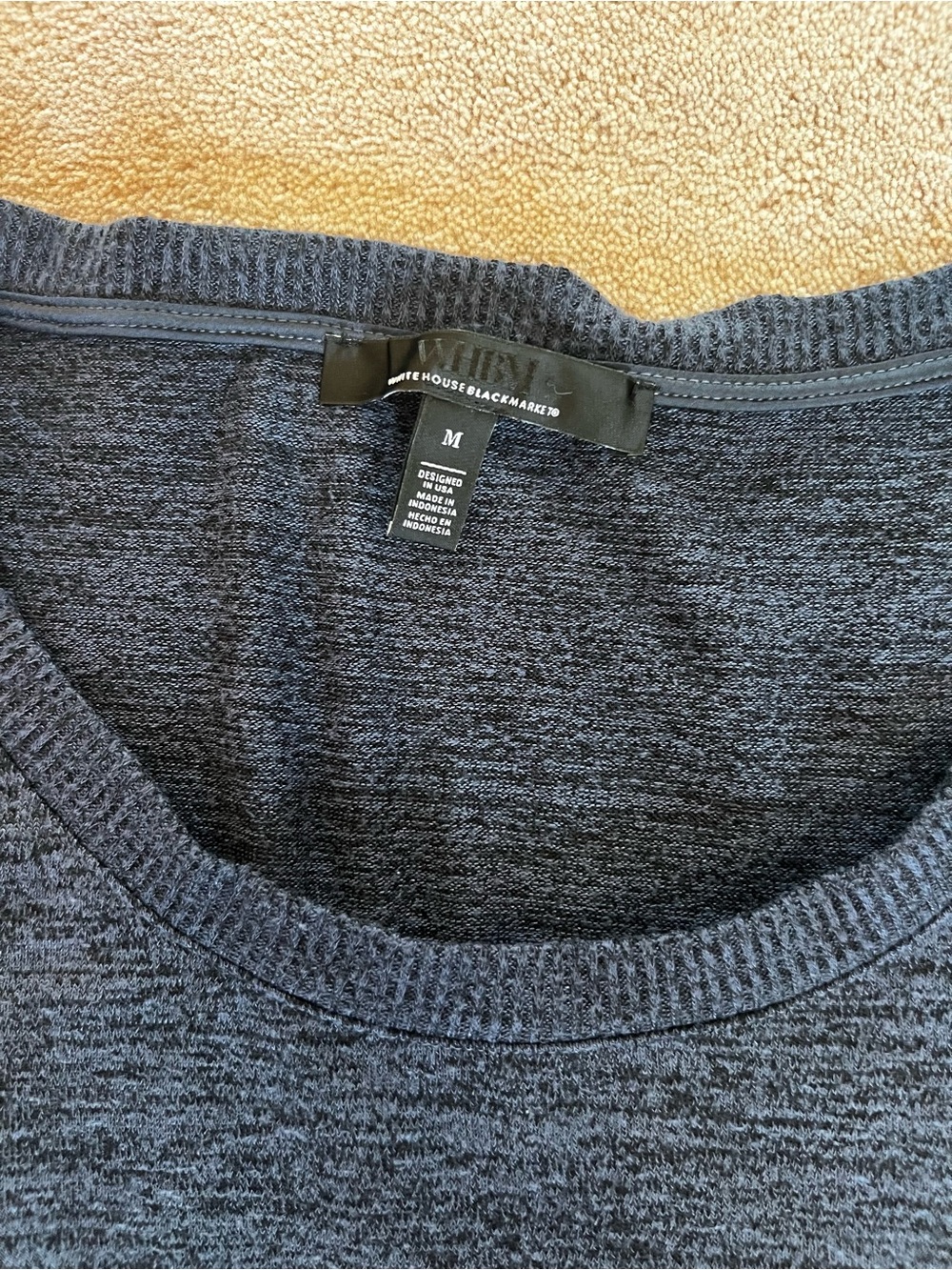 White House Black Market Navy Blue Black Heather Crewneck Pullover Sweater-M - Picture 4 of 10